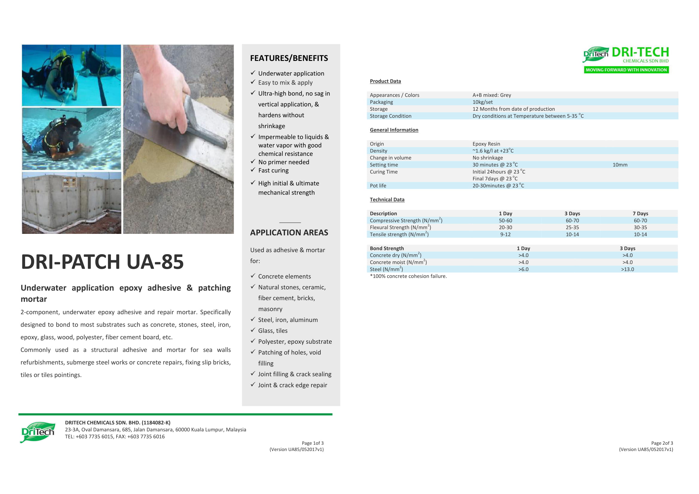 Dri Patch UA 85 | Underwater Epoxy Concrete Repair Mortar